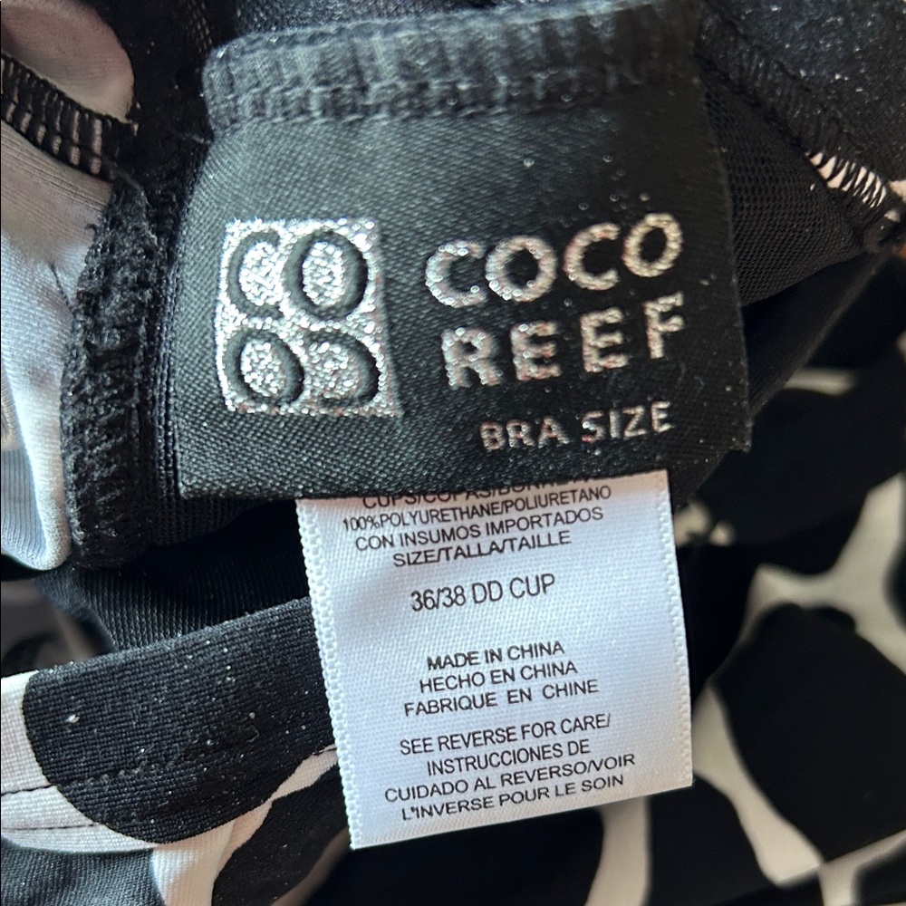 Coco Reef Black and White Animal Print Tankini 36/38DD - Picture 2 of 9